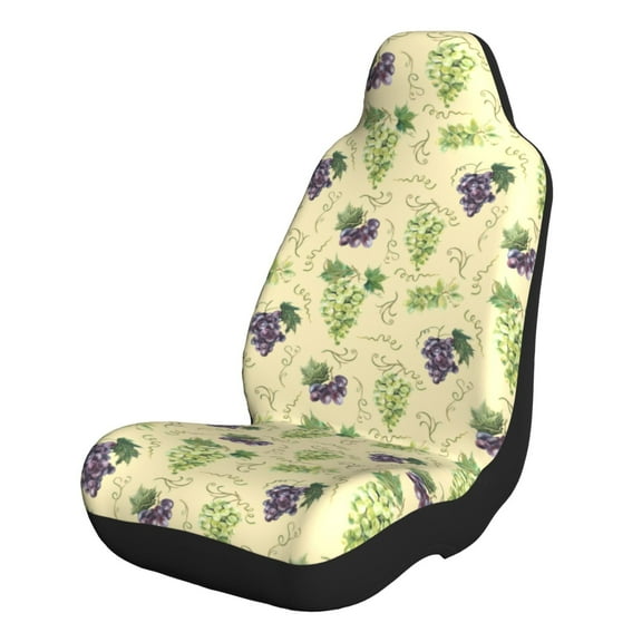 Honeii Green And Purple Grapes for Car Seat Covers Full Set, Seat Covers for Cars, Car Seat Protector Waterproof, Leather Car Seat Cushion-1