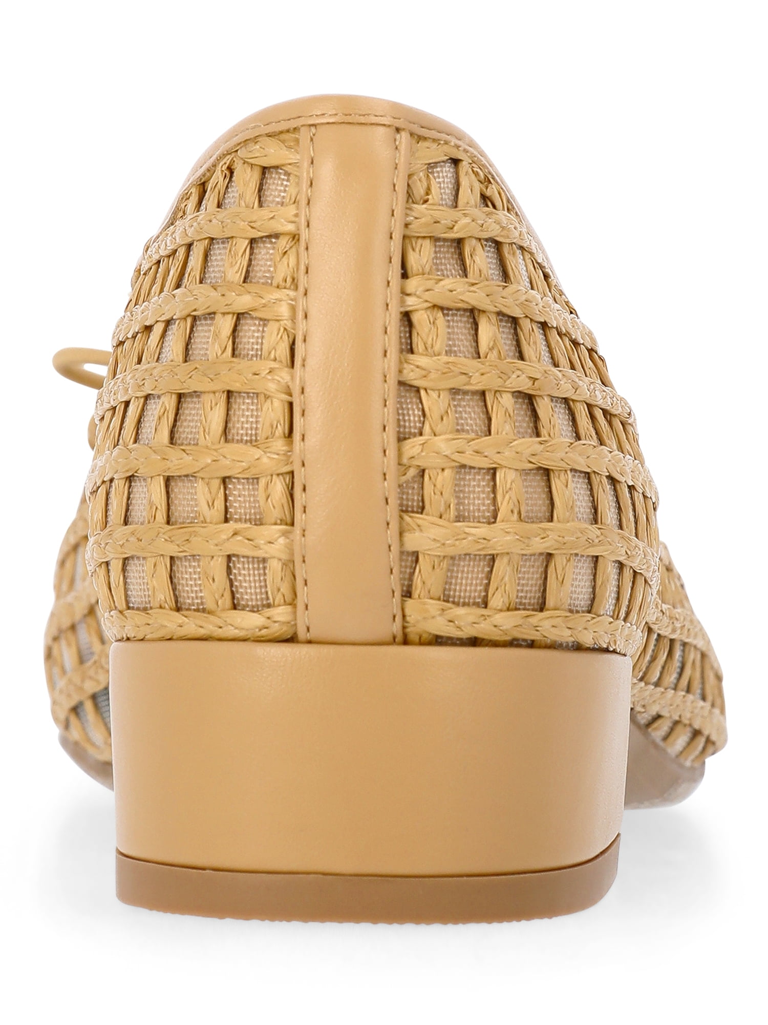Time and Tru Women's String Bow Block Heel Ballet Shoes, Wide Width Available