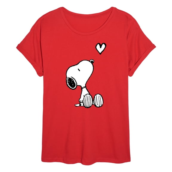 Peanuts - Snoopy White Heart - Juniors Oversized Graphic T-Shirt