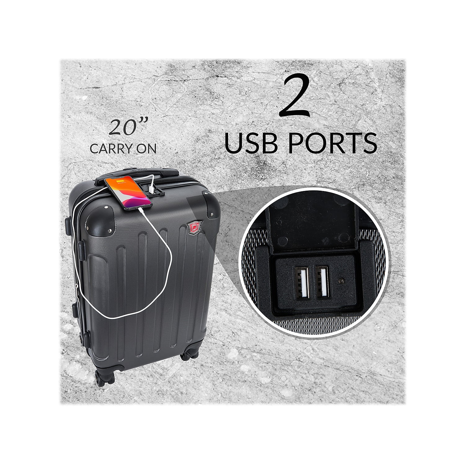 DUKAP Intely 2-Piece Plastic Luggage Set Wine (DKINT0SM-WIN)