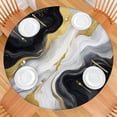 thumbnail image 2 of Black White Gold Marble Pattern Round Fitted Tablecloth with Elastic Edge,Dining Table Cover Waterproof,Outdoor Round Tablecloth for Camping,Dining,Indoor and Outdoor, 2 of 7
