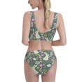 thumbnail image 3 of Picia Retro Bunny Floral Women's High Waisted Bikini Scoop Neck Swimsuit Two Pieces Bathing Suit-Medium, 3 of 8