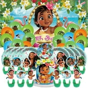 Moana Princess Party Supplies Decor Decorations Birthday Plates for Kids Tableware Balloons Cake Topper Fans