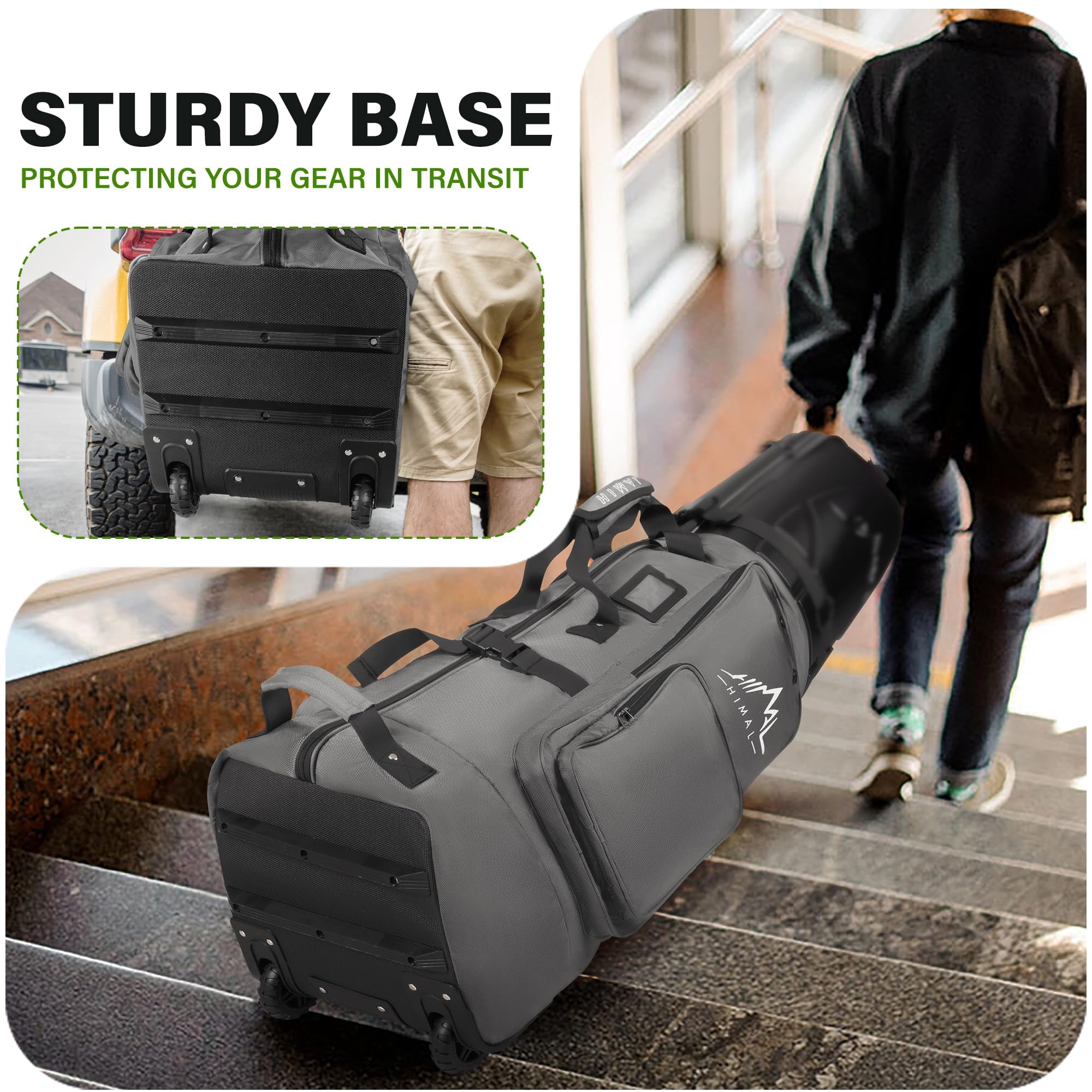 Golf Travel Bag With Hard Case Top  1680d Heavy Duty Oxford Club Bags For Airlines Wheels Easy To Maneuver