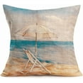 thumbnail image 5 of Set of 4 Summer Beach Throw Pillow Cases Marine Animal Fish Starfish Crab Pattern Throw Pillow Cushion Cover Cotton Linen Ocean Sea Theme Home Couch Decor Standard Pillowcase 18x18 Inch, 5 of 6