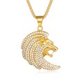 thumbnail image 6 of Hip Hop Rhinestones Paved Bling Iced Out 14K Yellow Gold Lion head Pendants Necklace for Men Jewelry Golden Silver Color, 6 of 7
