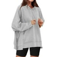 thumbnail image 4 of QUINDOS Women Hoodie Drop Shoulder Womens Sweatshirts Casual Plain Long Sleeve Crew Neck Pullover Tops, 4 of 8