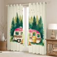 thumbnail image 2 of Castle Fairy Watercolor Camper Black Out Curtains for Teens, Leopard Campfire Forest Curtains Pack of 2 (42x63 Each) for Camping Theme Bedroom, Green Pink, 2 of 6