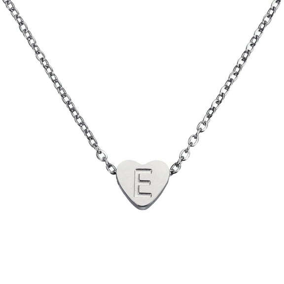 Uxcell Initial Heart Necklace for Women, 18K Gold Plated Stainless Steel Chain Dainty Personalized Name Letter E Pendant Necklaces for Woman Jewelry Gifts, Silver Tone