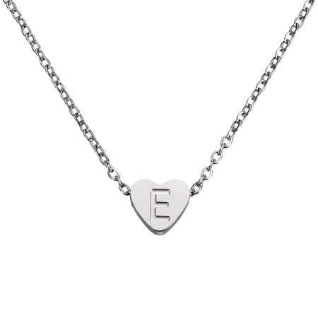 Uxcell Initial Heart Necklace for Women, 18K Gold Plated Stainless Steel Chain Dainty Personalized Name Letter E Pendant Necklaces for Woman Jewelry Gifts, Silver Tone