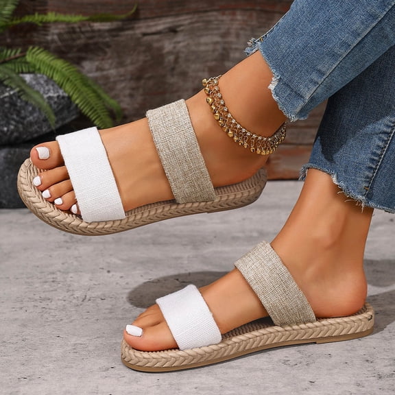 Wowcloth Women's Color-Block Beach Slides – Comfortable Flat Sole with Wide Sizes, Trendy and Versatile for Spring Summer Casual Wear