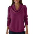 thumbnail image 5 of Dwralegc Womens Sweaters Lightweight Solid Color Jumper Knitted Pullover Long Sleeve Blouses Cowl Neck Fashion Fall Winter Sweater Purple 2XL, 5 of 5