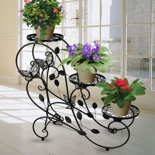 Classic Plant  Stand  Shelf Holds 3 flower Pot  Black 