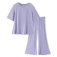 thumbnail image 4 of Agkizg Kids Girls Clothing Set Solid 2 Piece Outfit Short Sleeve Crewneck Top Pants Set, 4 of 6