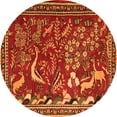 thumbnail image 1 of Ahgly Company Indoor Round Animal Orange Traditional Area Rugs, 5' Round, 1 of 1