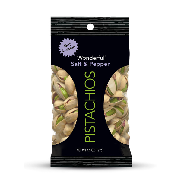 Wonderful Salt and Pepper Pistachios 4.5 oz Pouches Pack of 8