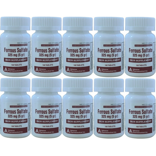 Ferrous Sulfate Iron 325 mg Generic for Feosol 100 Tablets PACK of 10 Ferrous Sulfate Iron 325 mg Generic for Feosol 100 Tablets PACK of 10