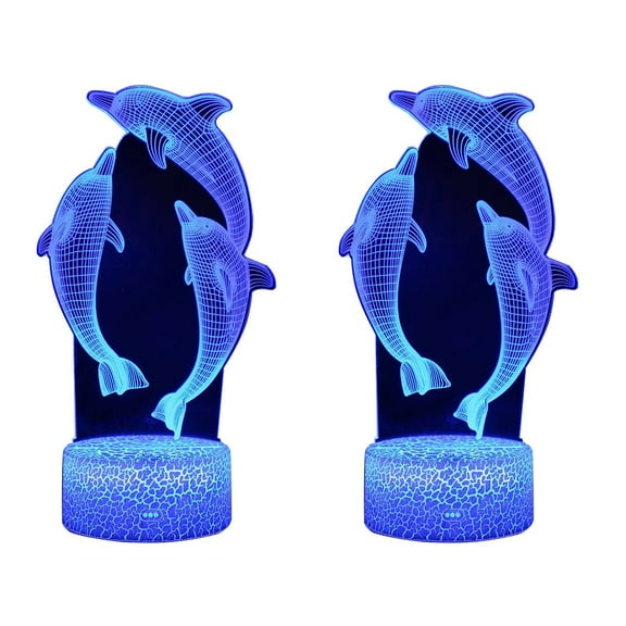 2 Count LED Desk Lamps Rechargeable Nightlight Dolphin Bedroom
