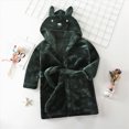 thumbnail image 2 of NOLDARES Boys Girls Fleece Robe Hooded Toddler Soft Bathrobe Pajamas Sleepwear for Kids Girls,Green,5-6 Y, 2 of 9