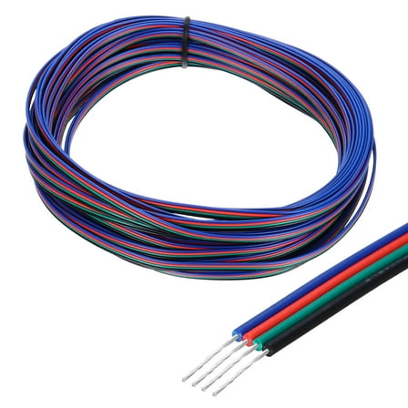 Uxcell 28 Gauge 4 Conductor Electrical Wire Tinned Copper Cable 39FT Flexible Stranded Hook-up Wire for LED Strips Lamps Residential Wiring Car Circuit