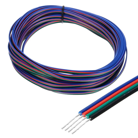 Uxcell 28 Gauge 4 Conductor Electrical Wire Tinned Copper Cable 39FT Flexible Stranded Hook-up Wire for LED Strips Lamps Residential Wiring Car Circuit