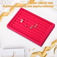 thumbnail image 3 of Velvet 7 Slots Jewelry Trays Stackable Tray Box Showcase for Rings Earrings Studs Rose Red, 3 of 8