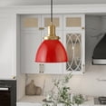 thumbnail image 2 of Evelyn&Zoe 8" Poppy Red/Brass Metal Pendant, 2 of 2