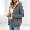 thumbnail image 3 of Lutiedan Womens Sherpa Fleece Jacket Zip up Thick Warm Hooded Jacket Long Sleeve Casual Fall Winter Coat with Pockets S-3XL, 3 of 6
