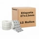 thumbnail image 1 of 12 Rollos de Etiquetas Térmicas Blancas Koovi 27x13 mm - 1200 Etiquetas por Rollo, Perfectas para Oficina, Logística y Más, 1 of 5