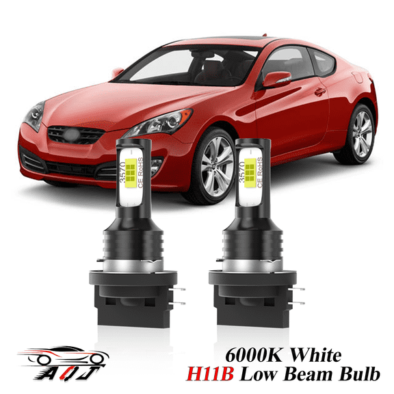 Compatible with Hyundai Genesis Coupe 2010 2011 2012 – H11B LED Low Beam Bulbs (Pack of 2) , 6000K White Super Bright, Plug and Play