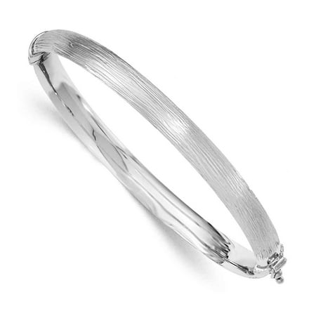 Sterling Silver Rhodium-plated Textured Hinged (Best Sup For Women)