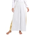 thumbnail image 6 of iiniim 2 PCS Worship Praise Dance Outfit for Women Color Block Irregular Hem Dress with Wide-Leg White M, 6 of 7