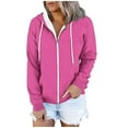 thumbnail image 2 of Timegard Chandails en Molleton pour Femmes à Capuche avec Cordon de Serrage chandail-Over Haut Automne Décontracté Cardigan Ample avec Poches, 2 of 4