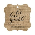 thumbnail image 1 of Darling Souvenir Personnalisé Laissez l'Amour Scintillant Mariage Suspendre Tags Personnalisé Cadre Fantaisie Papier Tags -Toile de Jute-100 Tags, 1 of 1