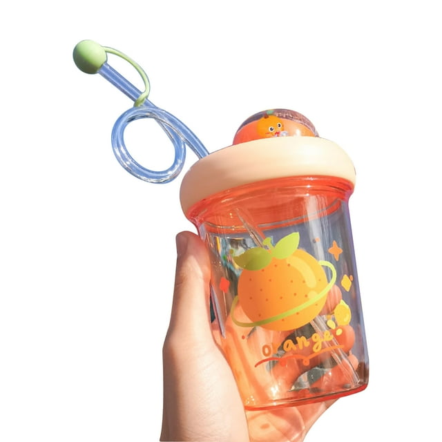 Labymos Bouteille d'Eau Mignonne 390mL avec Paille Étanche Bouteille de Café Gobelet à Jus Réutilisable