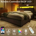 thumbnail image 3 of Fluest King Bed Frame with 2-Tier Storage Headboard, USB Port and LED Light, 4 Storage Drawers, Rustic Brown, 3 of 7