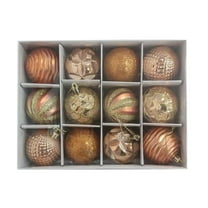 Luoshdecor 12Pcs Christmas Rustic Ball Ornaments,Gold Glitter Hanging Ball Ornaments,Shatterproof Xmas Ball for Holiday Home Wreath Party Decor 2.4 in