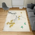 thumbnail image 2 of Japanese Turkish Area Rug, Cherry Blossom Sakura Tree Branches Romantic Spring Themed Watercolor Picture, Carpet for Living Room Decor with Distressed Look, 6.6' X 9.6', Earth Yellow, by Ambesonne, 2 of 4