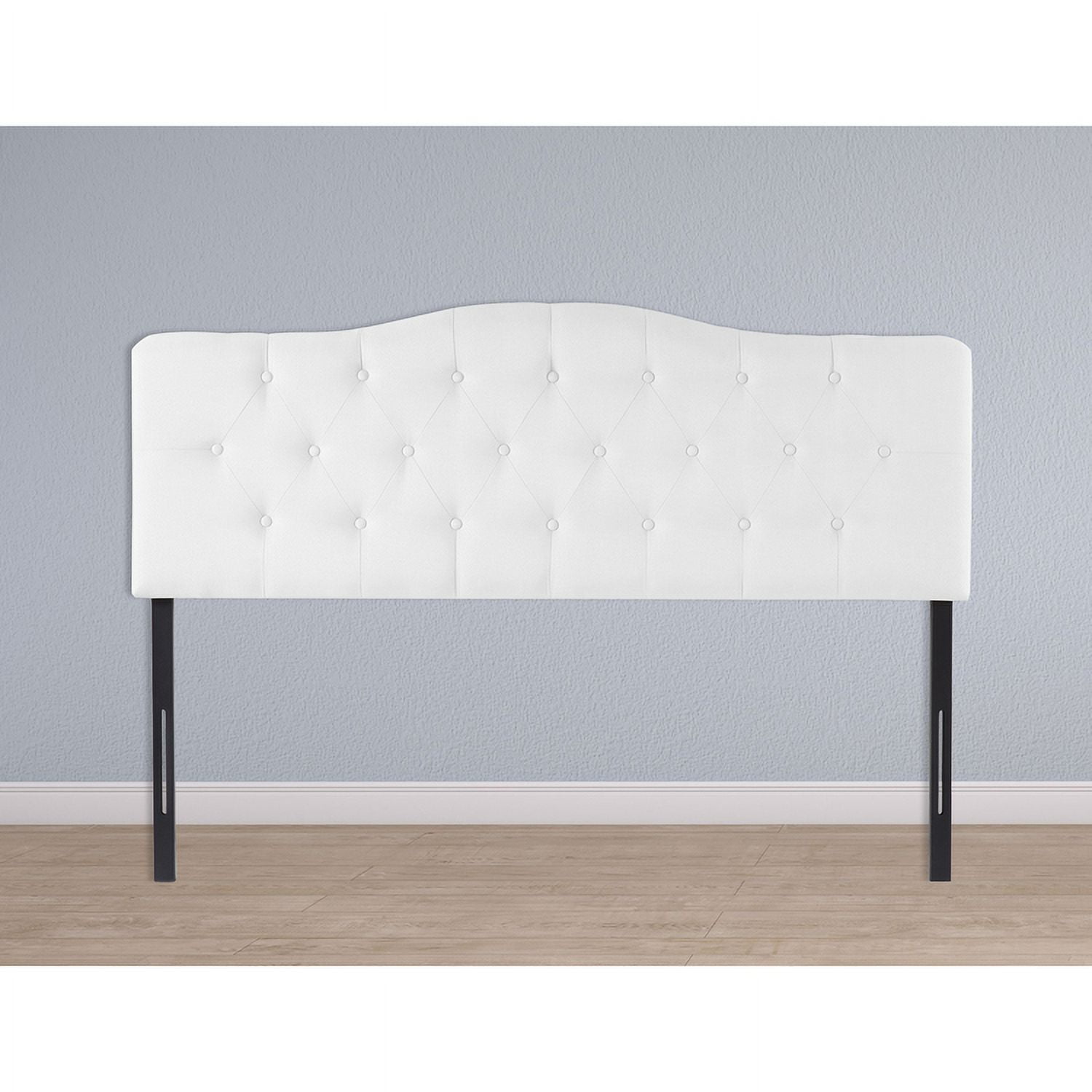 Queen Size Upholstered Button Tufted Headboard with Diamond Tufting, 12 Adjustable Positions, Wall Mounted Linen Fabric Headboard in White
