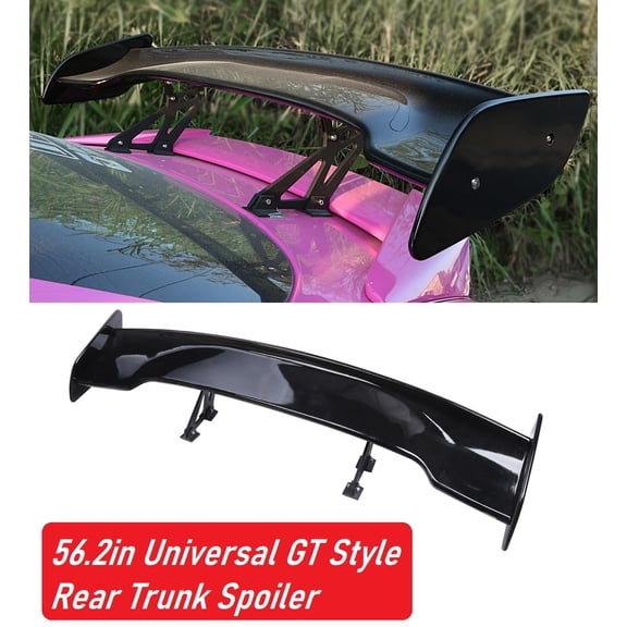 56.2in Universal GT Style Rear Spoiler Boot Trunk Racing Wing Lip, Rear Trunk Wing Spoiler, Glossy Black
