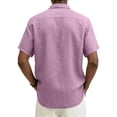 thumbnail image 3 of Men's Linen Shirts Cool Fitness Basic Big and Tall Undershirt Button Down Plain Collared Trendy Shirt Pink XL, 3 of 3