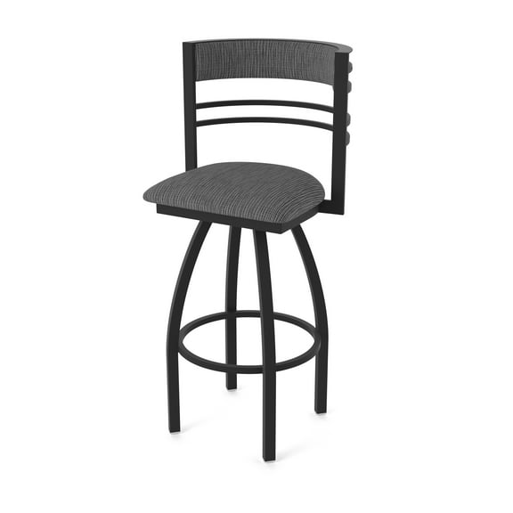 860 Hunter 30" Swivel Bar Stool with Black Wrinkle Finish and Graph Coal Seat and Back