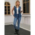 thumbnail image 3 of DARING DIVA Women's Denim Vest Elastic Waist Waistcoat Jean Jacket L Dark Blue, 3 of 7
