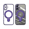 thumbnail image 2 of for iPhone 16 Plus Magnetic Clear Case with All-inclusive Camera Lens Film [Compatible with MagSafe] Shockproof Plating Anti-yellowing Transparent Ring Kickstand Slim Phone Case,Darkpurple, 2 of 7