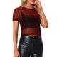 thumbnail image 1 of INSPIRAR CHIC Blusa Corto Metálica Brillante de Manga Corta Semi Transparente para Mujeres XL Roja, 1 of 6
