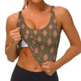 thumbnail image 3 of Balery Green and Squares Sujetadores deportivos con espalda cruzada para mujer, acolchados, sin costuras, de alto impacto, ideales para yoga, gimnasio, entrenamiento y fitness.-Small, 3 of 8
