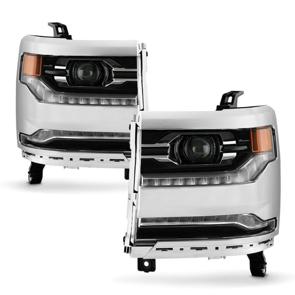 AKKON - Fits 2016-2018 Chevy Silverado 1500 2019 1500LD FULL-LED [Projector High/Low Beam] Chrome Headlights Pair Left   Right