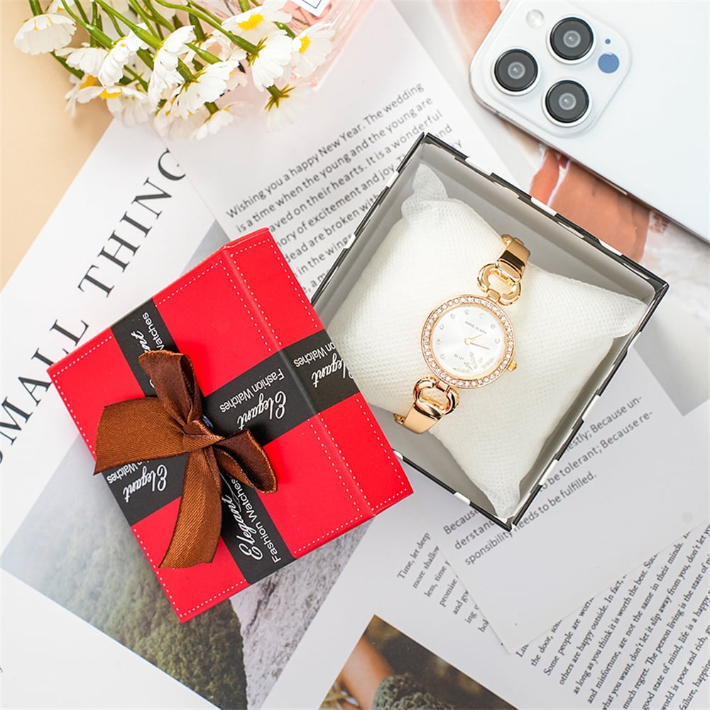 Gold Watches for Women Luxury Diamond Quartz Female Wristwatch Fashion Ladies Watch with Gift Box