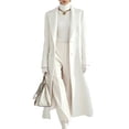 thumbnail image 2 of Women's Belted Solid Color Maxi Wool Coat,Notched Lapel Single Breasted Long Winter Overcoat,Elegant Tailored Outerwear for Office 05-White XXL, 2 of 5