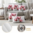 thumbnail image 6 of Pink Tulips Pillow Covers 2 Pack Watercolor Flower Pillowcase Waterproof Outdoor Throw Pillow Cover for Patio Garden Square Cushion 26”x26”, 6 of 9